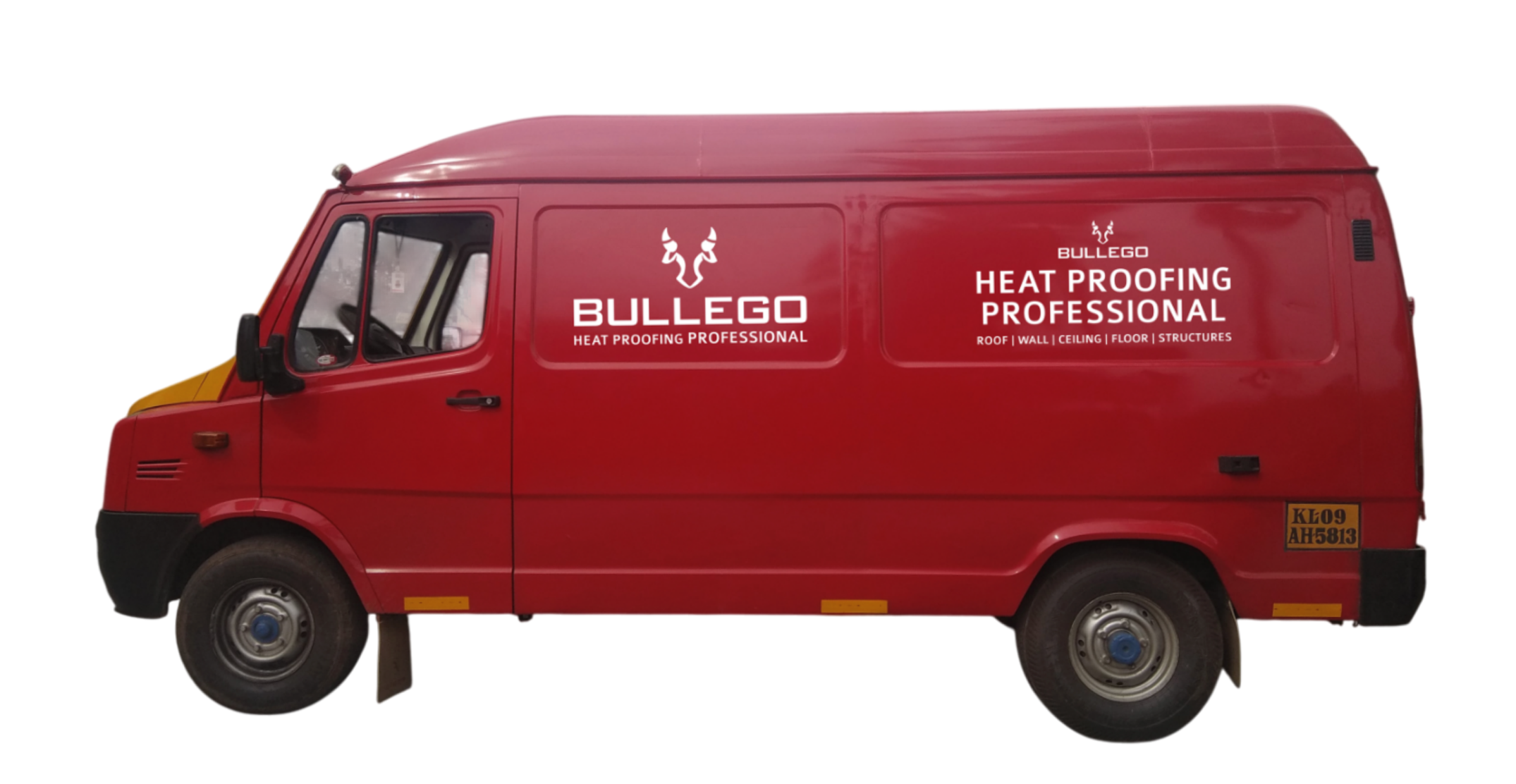 Van and workers